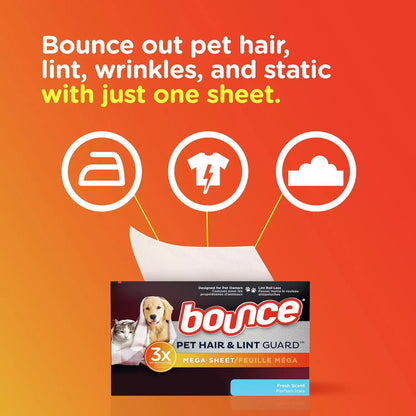 Bounce Pet Hair & Lint Guard Mega Dryer Sheets, Fresh Scent (210 ct.)