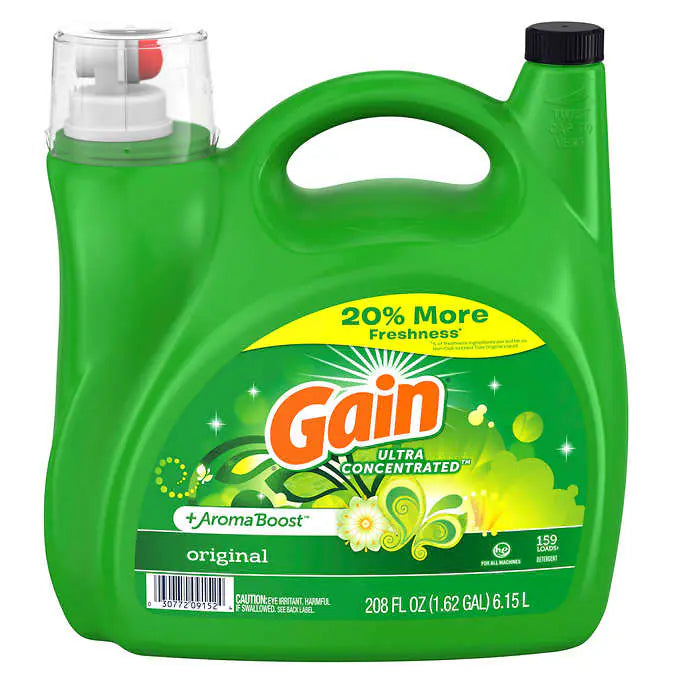 Gain Ultra Concentrated + Aroma Boost Laundry Detergent, Original Scent (208 fl. oz., 159 loads)