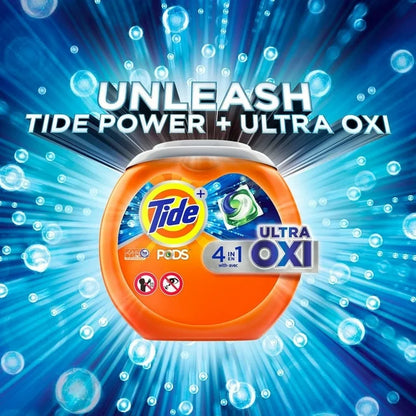 Tide PODS Liquid Detergent Pacs, 4-in-1 Ultra Oxi, 104 Ct.