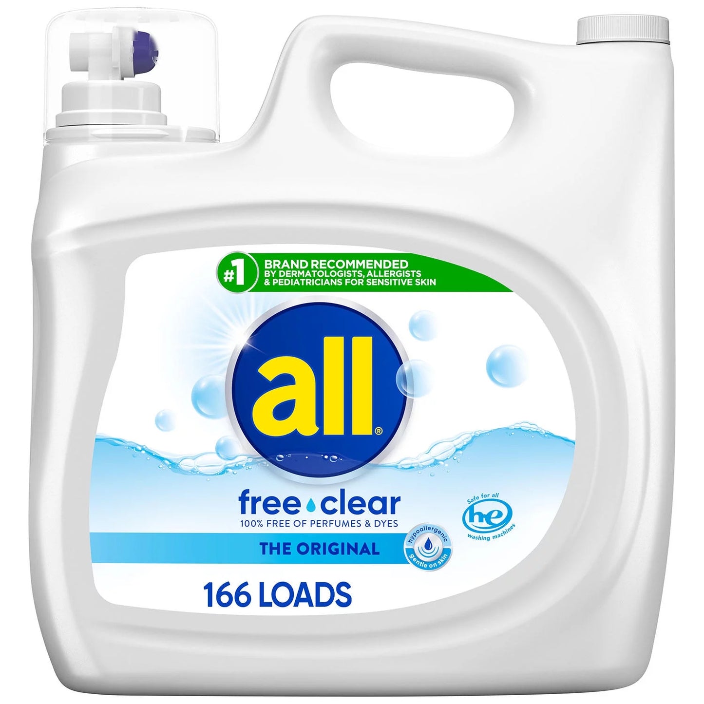 all Liquid Laundry Detergent Free Clear for Sensitive Skin (250 oz.,166 loads)